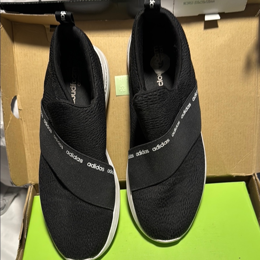 Adidas Black and White Slip-On Shoes